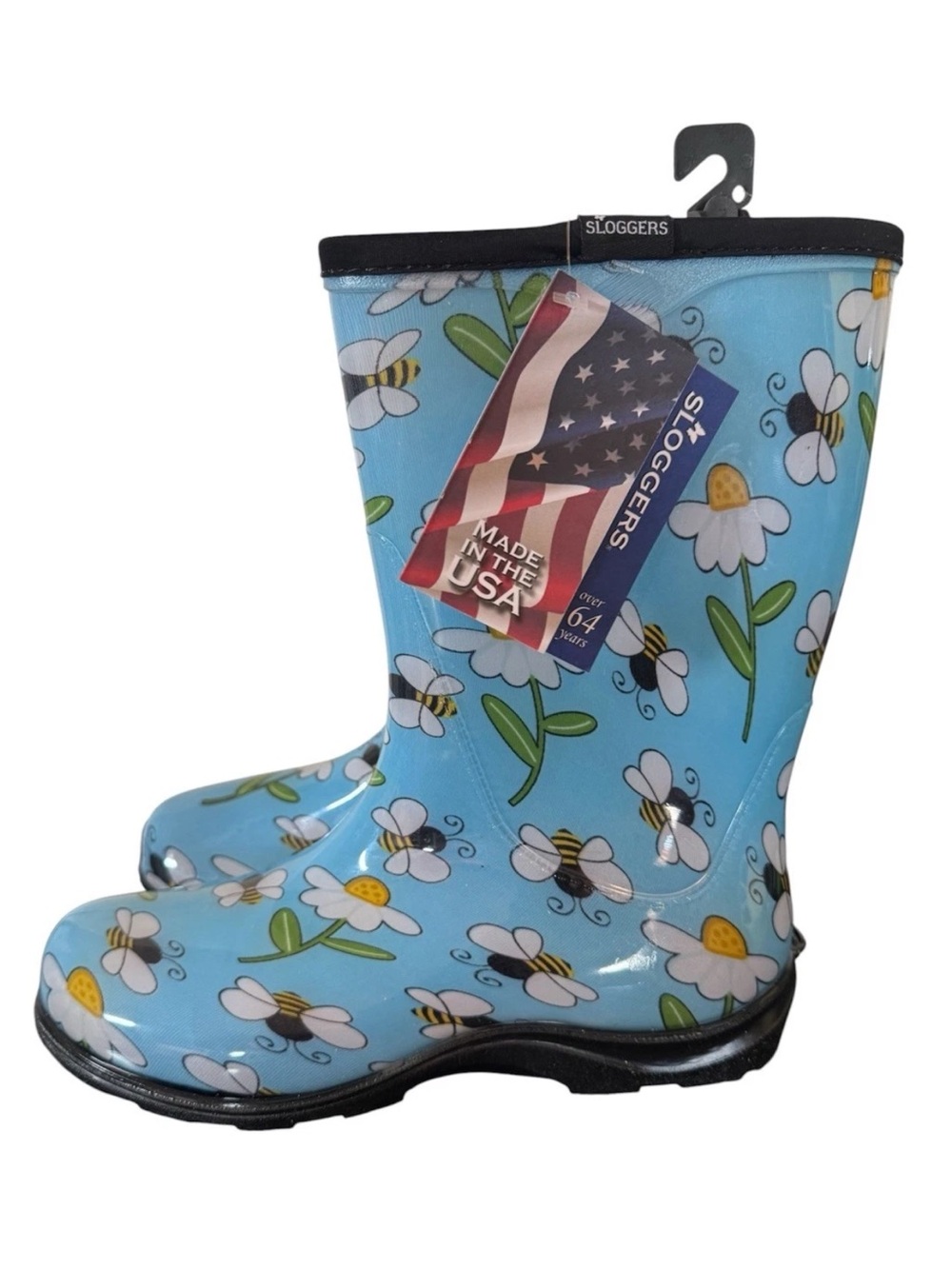 Sloggers Boot 10" Bee Blue Mid Calf Rain Mud Muck Boots Women's Size 9